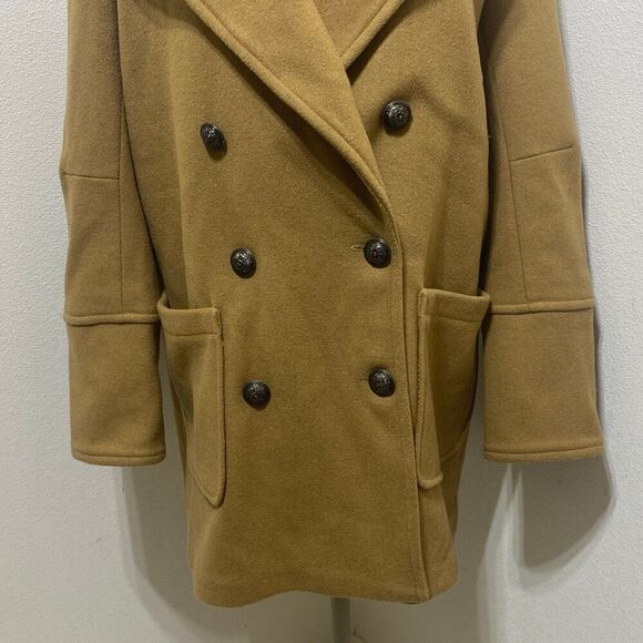Free People Naiomi Wool Blend Peacoat Camel Tan Size Small - Picture 3 of 12